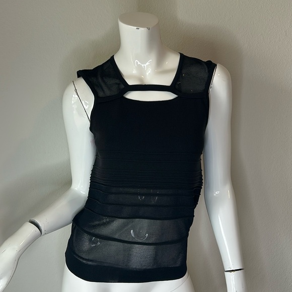 Helmut Lang Tops - Helmut Lang women’s black mesh detail sleeveless top Size S